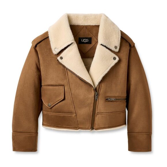 🇨🇦 UGG Women's Finnian Luxe Fluff Moto Jacket - Picture 2 of 14